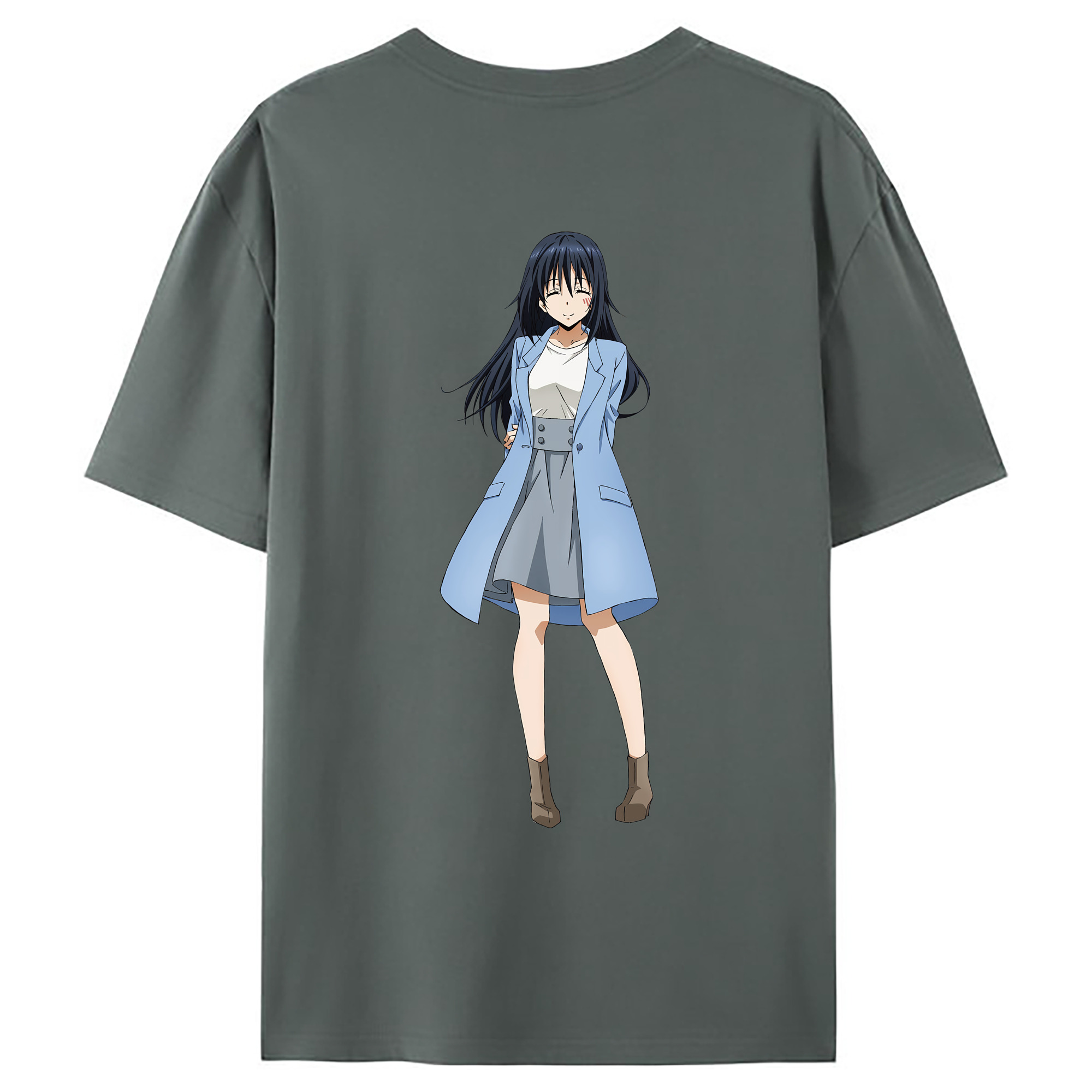 （画像用） 転スラ Regarding Reincarnated to Slime 綿100％ メンズ半袖Tシャツ（バックプリント） 通気性